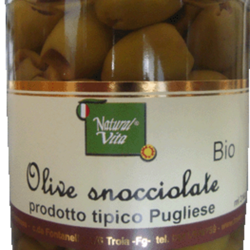 Olive snocciolate in Salamoia " verdi " Bio (peso sgocciolato gr 150)