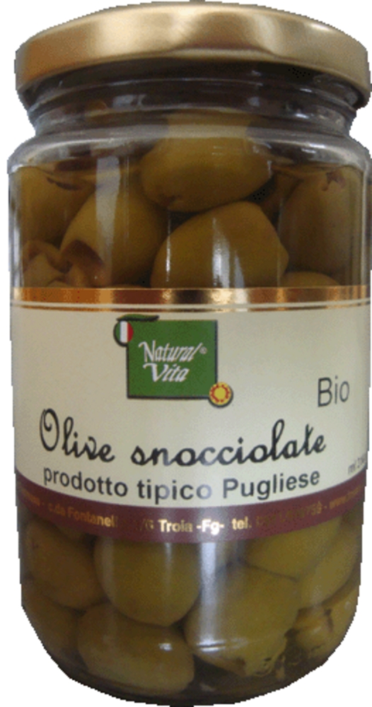 Olive snocciolate in Salamoia   verdi   Bio (peso sgocciolato gr 150)  